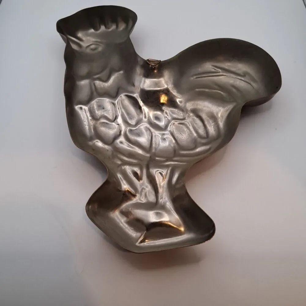 Copper Patina Rooster Chicken Wall Hanging Art Kitchen Mold Pan Farmhouse Decor